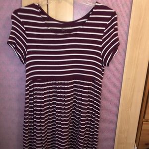 Maroon Striped T-Shirt dress